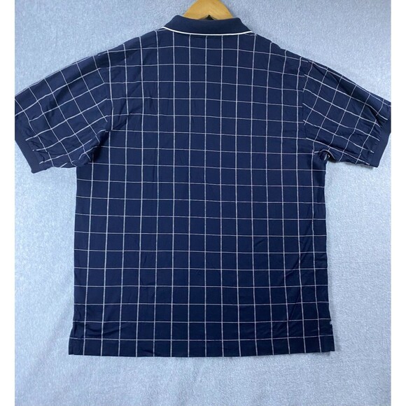Nautica Polo Shirt Men's XL Dark Blue Window Check Golf Performance Short Sleeve - Picture 6 of 10
